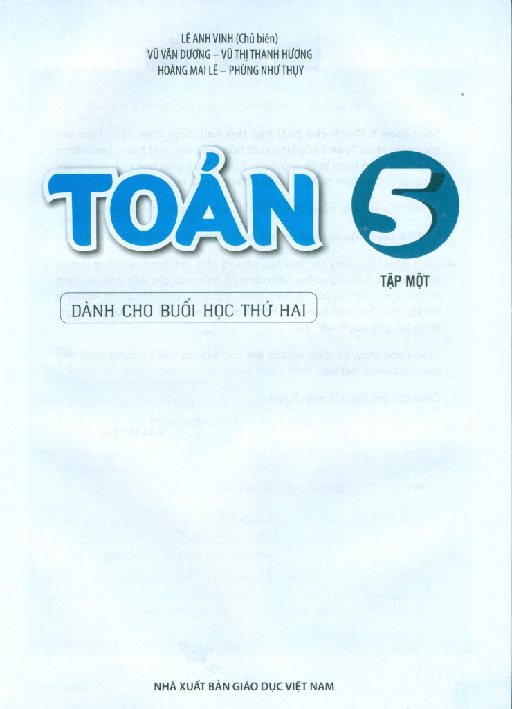 TOÁN LỚP 5 - TẬP 1 (DÀNH CHO BUỔI HỌC THỨ HAI) - Kết nối tri thức